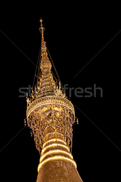 The top of Shwedagon pagoda in Yangon at night, Myanmar Stock photo © FrameAngel