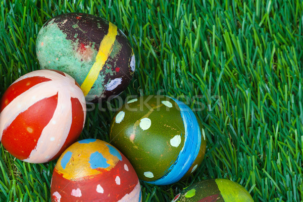 Happy easter eggs group on grass,can use as background for god f Stock photo © FrameAngel