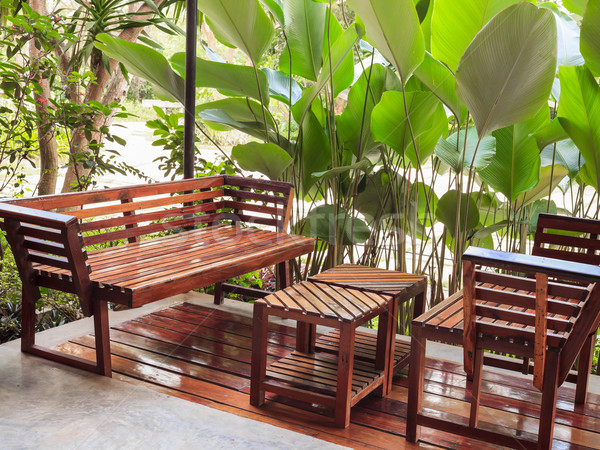 dining table and chair in the garden Stock photo © FrameAngel