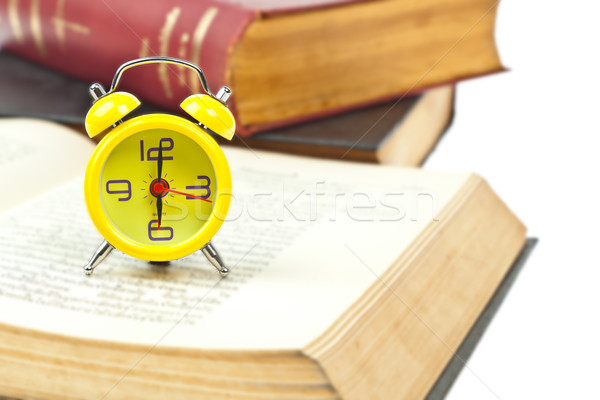 Reloj libro papel estudiante lápiz Foto stock © FrameAngel