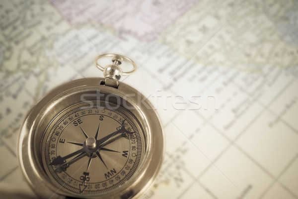 Kompass Karte Reise Suche Ziel Weg Stock foto © FrameAngel