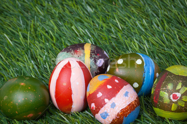 Happy easter eggs group on grass,can use as background for god f Stock photo © FrameAngel