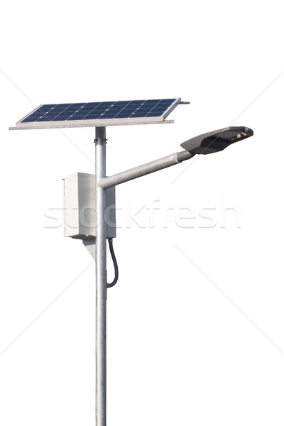 LED street lamps post with solar cell on white background Stock photo © FrameAngel