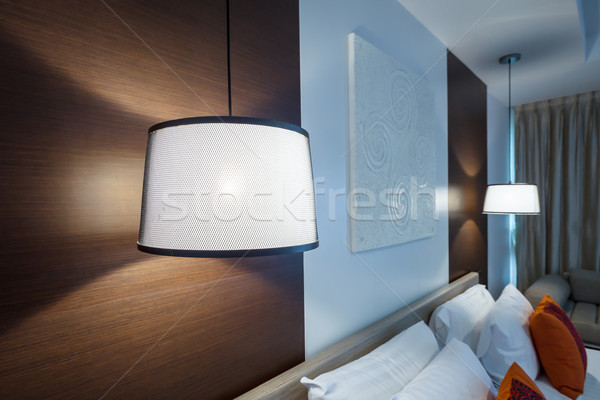 light lamp white hanger on ceiling in bedroom Stock photo © FrameAngel