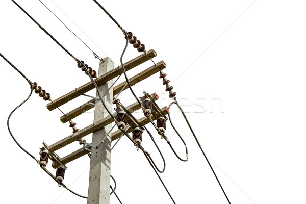 wire cables on electricity pole in the city for safety concept o Stock photo © FrameAngel