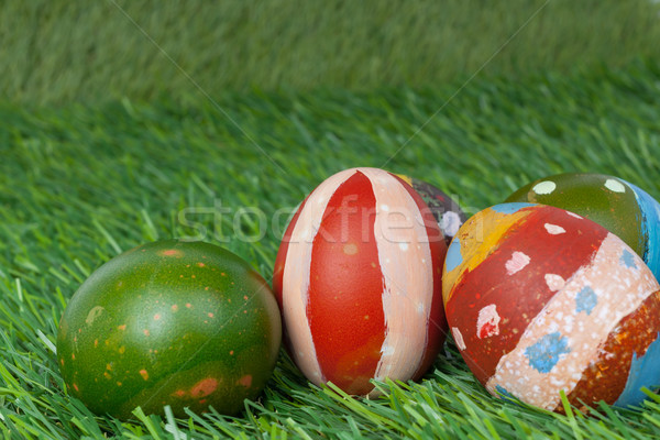 Happy easter eggs group on grass,can use as background for god f Stock photo © FrameAngel