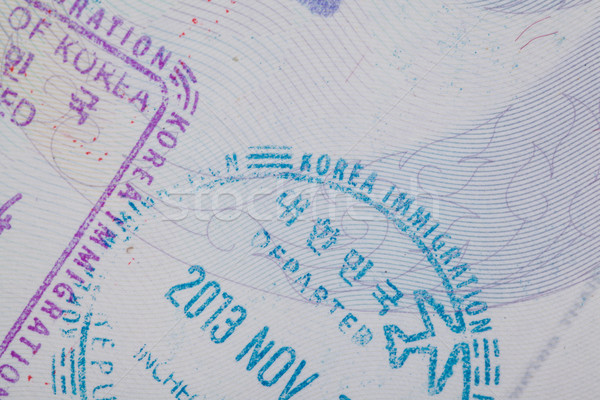 admitted stamp of Korea Visa for immigration travel concept Stock photo © FrameAngel