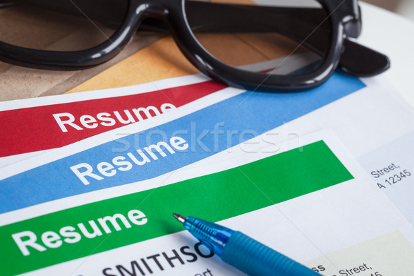 Resume letter background and glasses, pen, can use as recruitmen Stock photo © FrameAngel