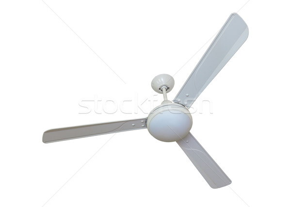 Stock photo: three blades white ceiling fan isolated on white background