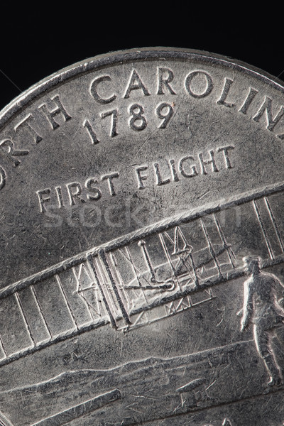 Stock fotó: Amerikai · érme · első · repülés · fekete · háttér