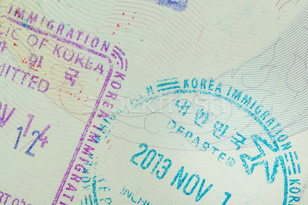 admitted stamp of Korea Visa for immigration travel concept Stock photo © FrameAngel