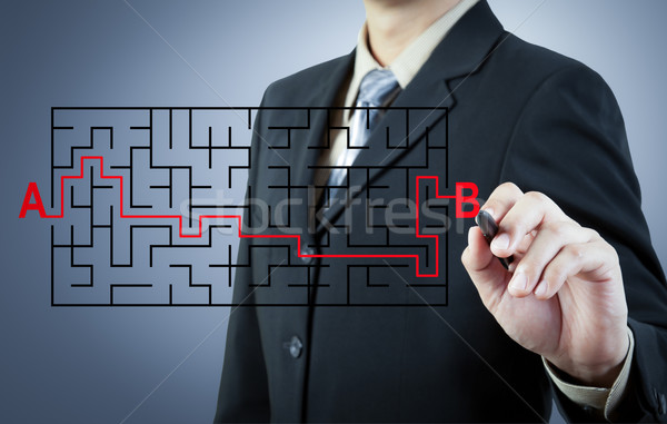 Businessman finding the solution from A to B Stock photo © FrameAngel