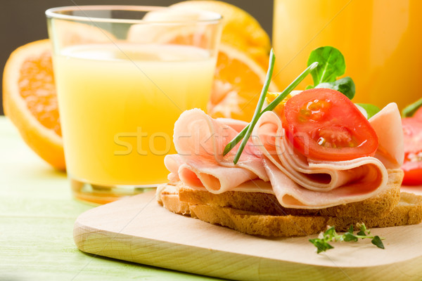祝酒 橙汁 火腿 木桌 食品 商業照片 © Francesco83
