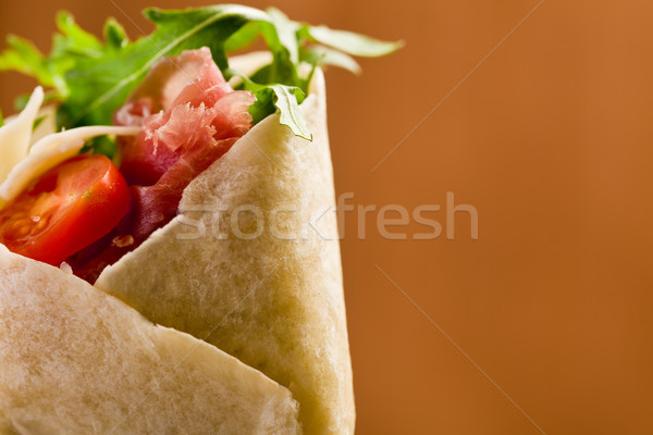 Stok fotoğraf: Domuz · pastırması · salata · lezzetli · doldurulmuş · renkli · ışık