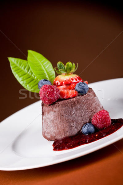 Chocolate Panna cotta with berries Stock photo © Francesco83