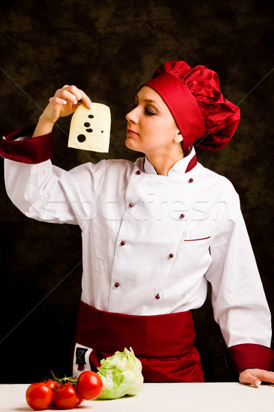 Chef is controlling cheese quality Stock photo © Francesco83