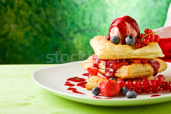 Puff pastry with berries and ice cream Stock photo © Francesco83