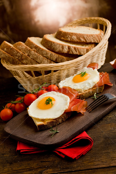 ストックフォト: 英語 · 朝食 · 卵 · ベーコン · 写真 · フライド