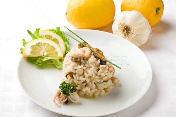 Risotto deniz ürünleri fotoğraf lezzetli beyaz yalıtılmış Stok fotoğraf © Francesco83