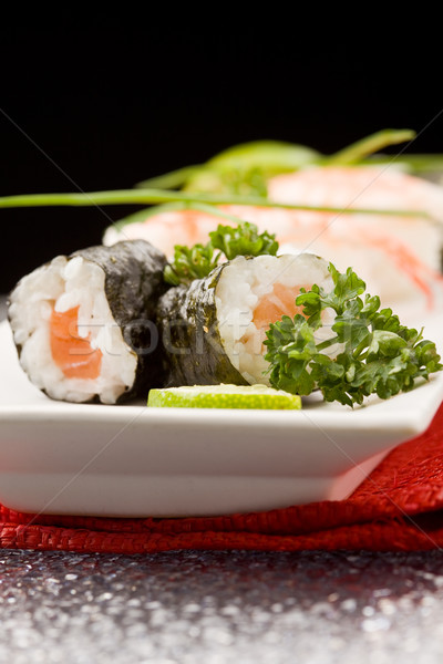 Szusi sashimi fotó finom étel négyszögletes Stock fotó © Francesco83