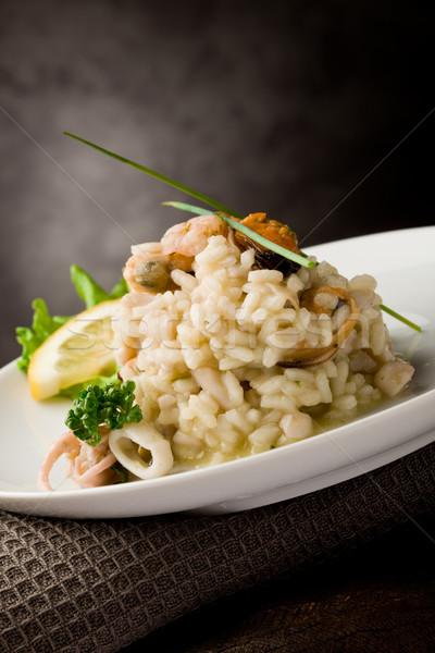 Stok fotoğraf: Risotto · deniz · ürünleri · fotoğraf · lezzetli · maydanoz · gıda
