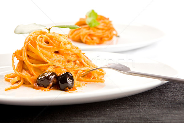 Spaghetti oliwek makaronu żywności Zdjęcia stock © Francesco83