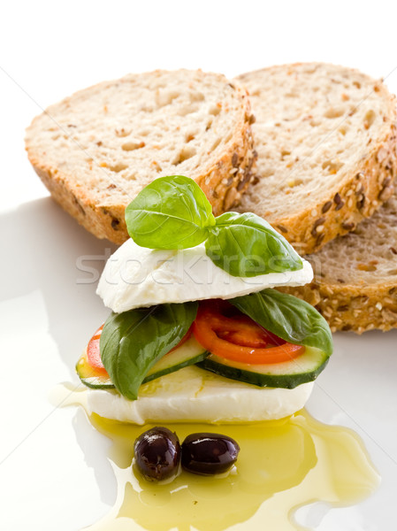 Foto stock: Relleno · mozzarella · sándwich · foto · delicioso · petróleo