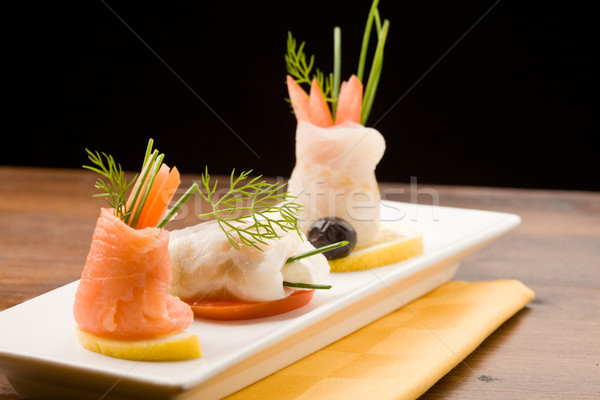 Peces foto delicioso salmón tomates Foto stock © Francesco83