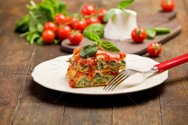 Homemade Lasegne with Ricotta Cheese and Spinach Stock photo © Francesco83