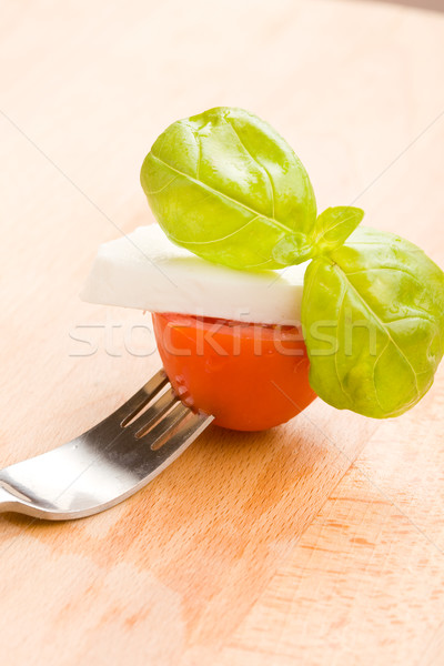 Fork with tomatoe and mozzarella Stock photo © Francesco83