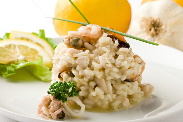 Risotto mariscos foto delicioso blanco aislado Foto stock © Francesco83