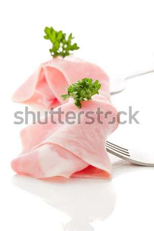 Stok fotoğraf: Jambon · fotoğraf · lezzetli · maydanoz · beyaz