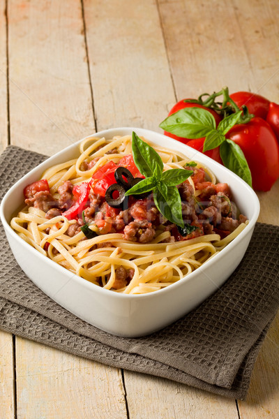 Pasta with italian sausage meat sauce Stock photo © Francesco83