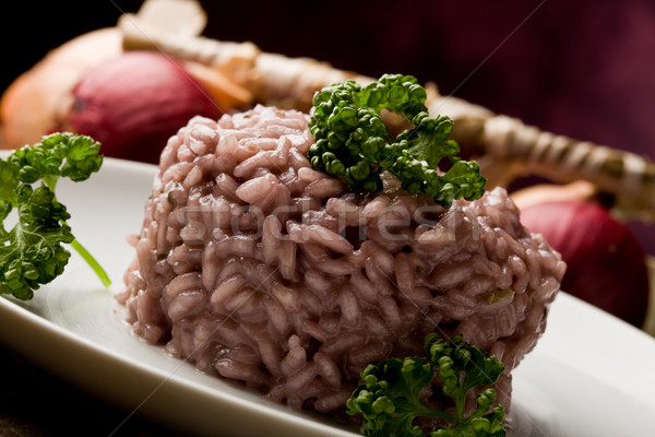 Stock photo: Risotto with red wine