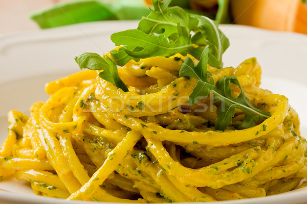 Pasta with Saffron and arugula pesto Stock photo © Francesco83