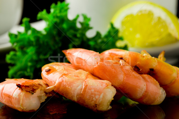 Grilled Prawns on black background Stock photo © Francesco83