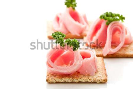 Crackers canapes with ham and parsley Stock photo © Francesco83