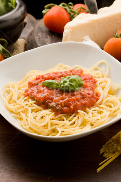Pasta with tomatoe sauce and ingredients Stock photo © Francesco83