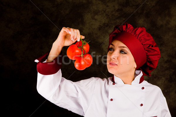 Chef is controlling tomato quality Stock photo © Francesco83