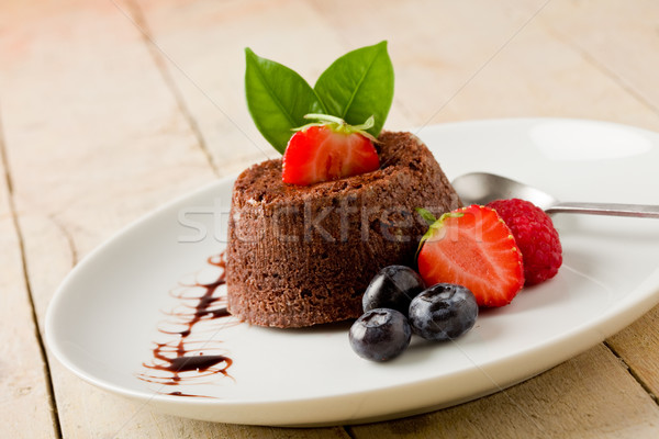 Stock photo: Chocolate dessert with berries