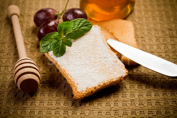 Fresco café da manhã manteiga mel marrom toalha Foto stock © Francesco83