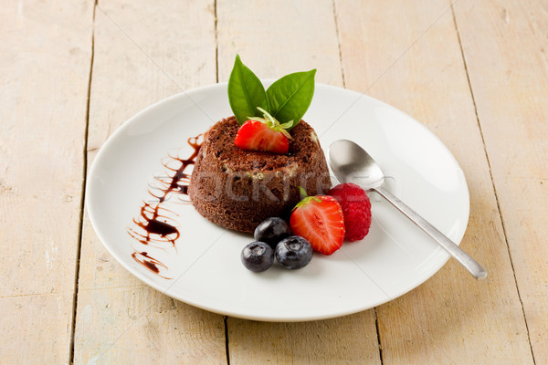 Stock photo: Chocolate dessert with berries