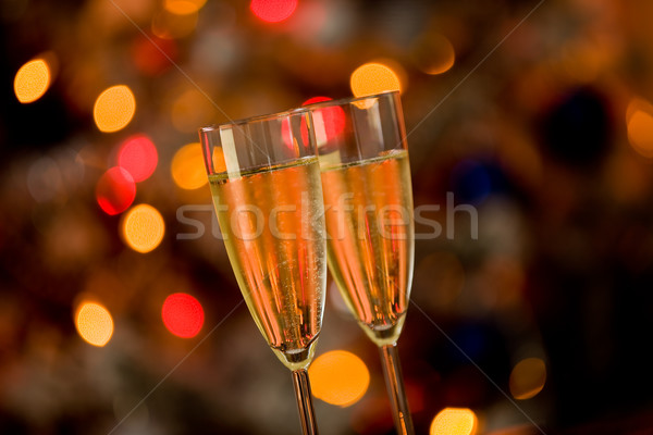 Stock foto: Glas · Tabelle · bokeh · Foto · zwei · Gläser