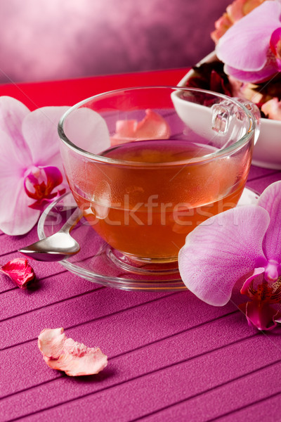 Orchidea tea fotó bent üveg csésze Stock fotó © Francesco83