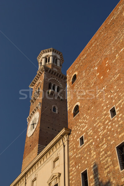84 m high tower Torre dei Lamberti in Verona (Italy) Stock photo © frank11