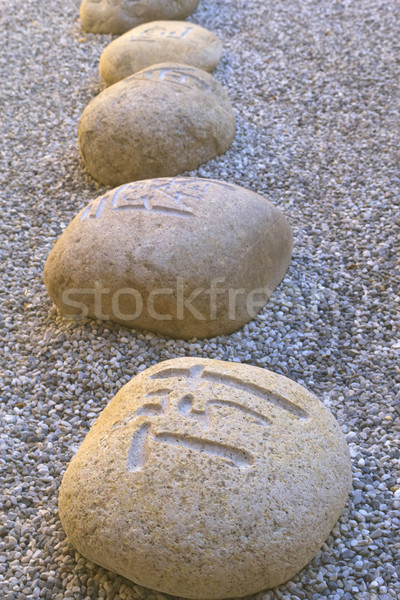 Boulders carved with Chinese characters. Stock photo © frank11