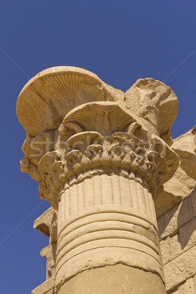 Détail colonne Egypte temple ciel bleu bâtiment Photo stock © frank11