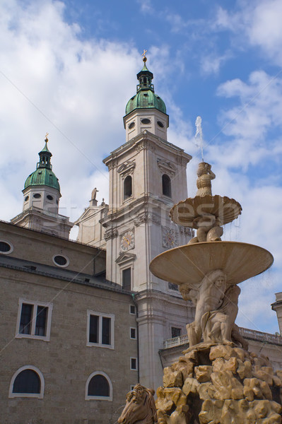 Salzburg Residenz Square with fountain Stock photo © frank11