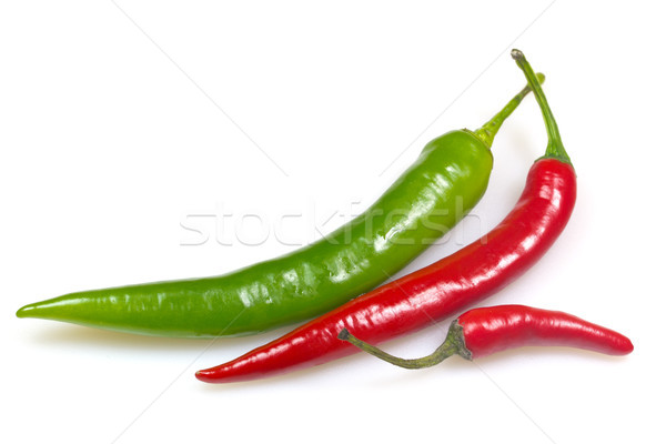Csoport zöld piros chilli paprikák izolált Stock fotó © frank11