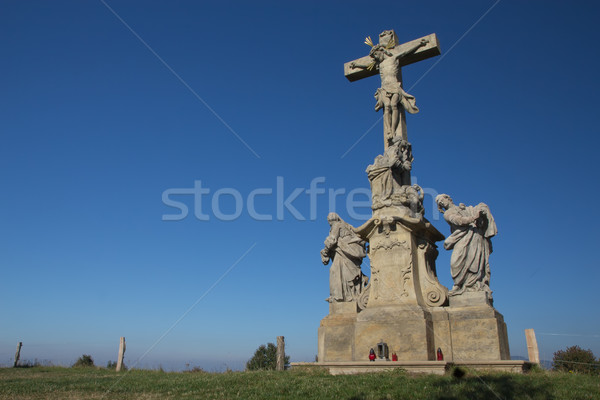 Statue jesus christ Kreuz Dorf Tschechische Republik Stock foto © frank11